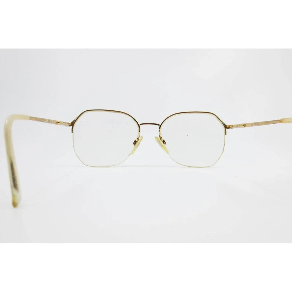 Safilo Vintage Gold Semi Rimless Geometric Eyeglasses Frames Italy STA 4558 Z60
